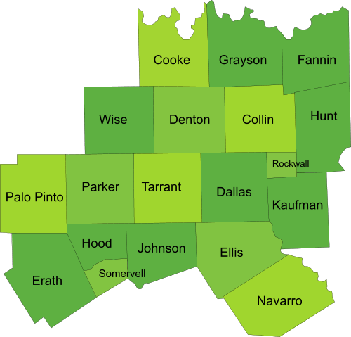 Counties served in North Texas - Harmony at Home Senior Care