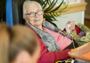 senior receiving home care support at home